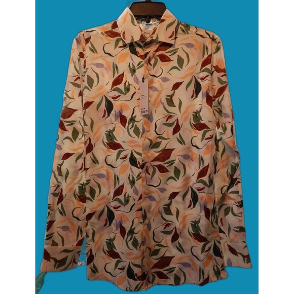 Bar 111 Men' SMALL Long Sleeve Shirt Untucked Fit Slim Fit Stretch Autumn Leaves - Picture 10 of 12